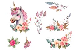 Cute Magical Unicorn clipart, birthday clipart Product Image 2