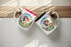 Cute unicorn bright mane solving puzzle in whimsical landscape print 20 oz tumbler skinny mug wrap clipart t-shirt sublimation printable design