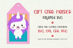 Cute Unicorn Card holder. Birthday Gift Card Holder Template for cutting machines.  