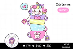 Cute Unicorn Clipart: Pony doodle Kawaii kawaii animals Product Image 1