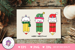 Cute Unicorn cat Christmas Pencil Elf Santa kawaii clipart Product Image 2