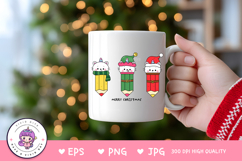 Cute Unicorn cat Christmas Pencil Elf Santa kawaii clipart Product Image 4