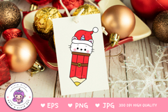 Cute Unicorn cat Christmas Pencil Elf Santa kawaii clipart Product Image 5