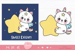 Cat unicorn hug star kawaii clipart baby kitten sweet dream Product Image 2