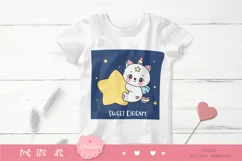 Cat unicorn hug star kawaii clipart baby kitten sweet dream Product Image 3