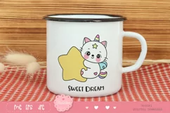 Cat unicorn hug star kawaii clipart baby kitten sweet dream Product Image 5