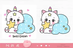 Cat unicorn clipart animal sleeping cartoon kawaii kitten Product Image 2