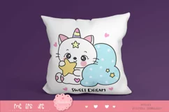Cat unicorn clipart animal sleeping cartoon kawaii kitten Product Image 3