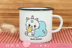 Cat unicorn clipart animal sleeping cartoon kawaii kitten Product Image 4