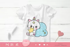 Cat unicorn clipart animal sleeping cartoon kawaii kitten Product Image 5