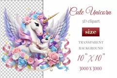 Beautiful clipart featuring a gentle unicorn mom embracing her baby amidst bright flowers. Ideal for Mother's Day, Birthdays, digital designs, sublimation projects, scrapbooking, cards, and journals