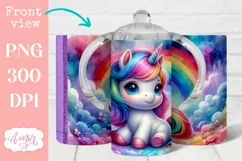 Cute unicorn sippy cup sublimation PNG, Kids tumbler PNG Product Image 1