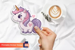 Cute Unicorn Sticker, Valentine Baby Animal Sticker Product Image 1