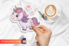 Cute Unicorn Sticker, Valentine Baby Animal Sticker Product Image 1