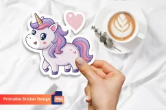 Cute Unicorn Sticker, Valentine Baby Animal Sticker Product Image 1