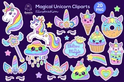 Magical Unicorn Sticker Clipart | Unicorn Sublimation Product Image 1