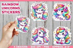 Rainbow Unicorns Cute Digital Stickers. Unicorn Stickers PNG Product Image 1