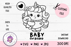 Baby on board SVG Baby Unicorn SVG hug bear Kawaii Clipart Product Image 1