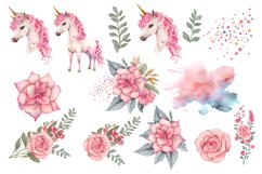 Cute Magical Unicorn clipart, birthday clipart Product Image 2
