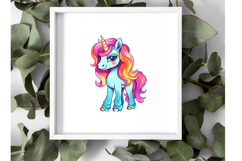 Cute Rainbow Unicorn Clipart Bundle, 10 Unicorns for Kids Product Image 4