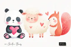 Cute Valentine Animals Clipart | Valentine's Day PNG Product Image 1