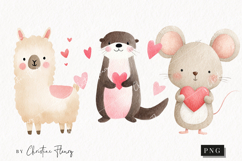 Cute Valentine Animals Clipart | Valentine's Day PNG Product Image 1