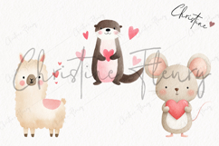 Cute Valentine Animals Clipart | Valentine's Day PNG Product Image 3