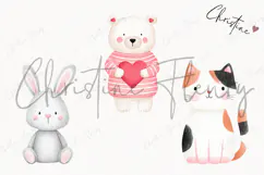Cute Valentine Animals Clipart | Valentine's Day PNG Product Image 3