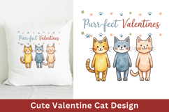 Cute Valentine Cat clipart Design, Valentine Sublimation Product Image 1