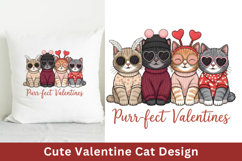 Cute Valentine Cat clipart Design, Valentine Sublimation Product Image 1