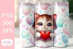 Cute Valentine Cat tumbler wrap PNG sublimation Product Image 1