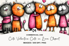 Cute Valentine Cats in Love Clipart Product Image 1