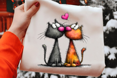 Cute Valentine Cats in Love Clipart Product Image 2