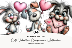 Cute Valentine Companions Watercolor Clipart Product Image 1