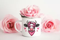 Cute Valentine cow with sunglasses Sublimation. PNG. Product Image 2