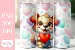 Cute Valentine Dog tumbler wrap PNG sublimation Product Image 1
