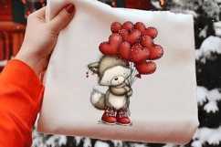 Cute Valentine Fox with Balloons PNG Product Image 2