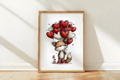 Cute Valentine Fox with Balloons PNG Product Image 3