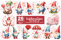 Cute Valentine Gnomes Clipart PNG Bundle