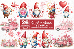 Cute Valentine Gnomes Clipart PNG Sublimation Bundle