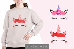 Unicorn Face with Closed Eyes Set, Pink Rose & Red Hearts Product Image 1