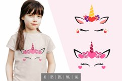 Cute Unicorn Face Set, Colorful Flower & Pink Hearts Product Image 1