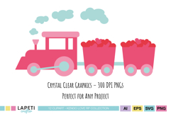 Love train PNG set for cards and planners