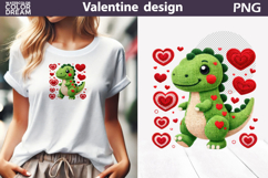 Dinosaur Valentine Clipart | Dino Heart Valentines Day Product Image 1