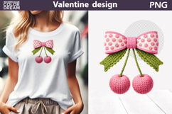 Valentine Pink Bow Clipart | Bow Cherry Knitted Sublimation Product Image 1