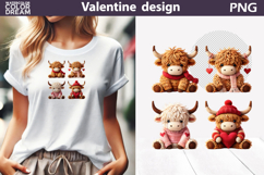 Highland Cow Valentine Clipart | Cow Heart Valentines Day Product Image 1