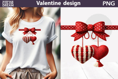 Valentine Heart Clipart | Red Bow Heart Sublimation Product Image 1
