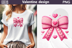 Valentine Pink Bow Clipart | Bow Knitted Sublimation Product Image 1