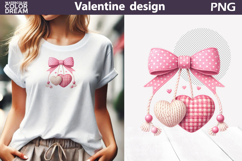 Valentine Heart Clipart | Pink Bow Heart Sublimation Product Image 1