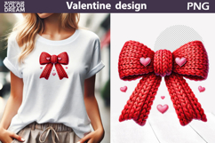 Valentine Red Bow Clipart | Bow Knitted Sublimation Product Image 1